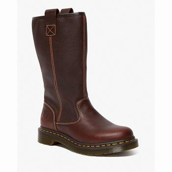 Dr Martens Belsay Pull On - Bordove Pracovne Cizmy Damske, DR0296